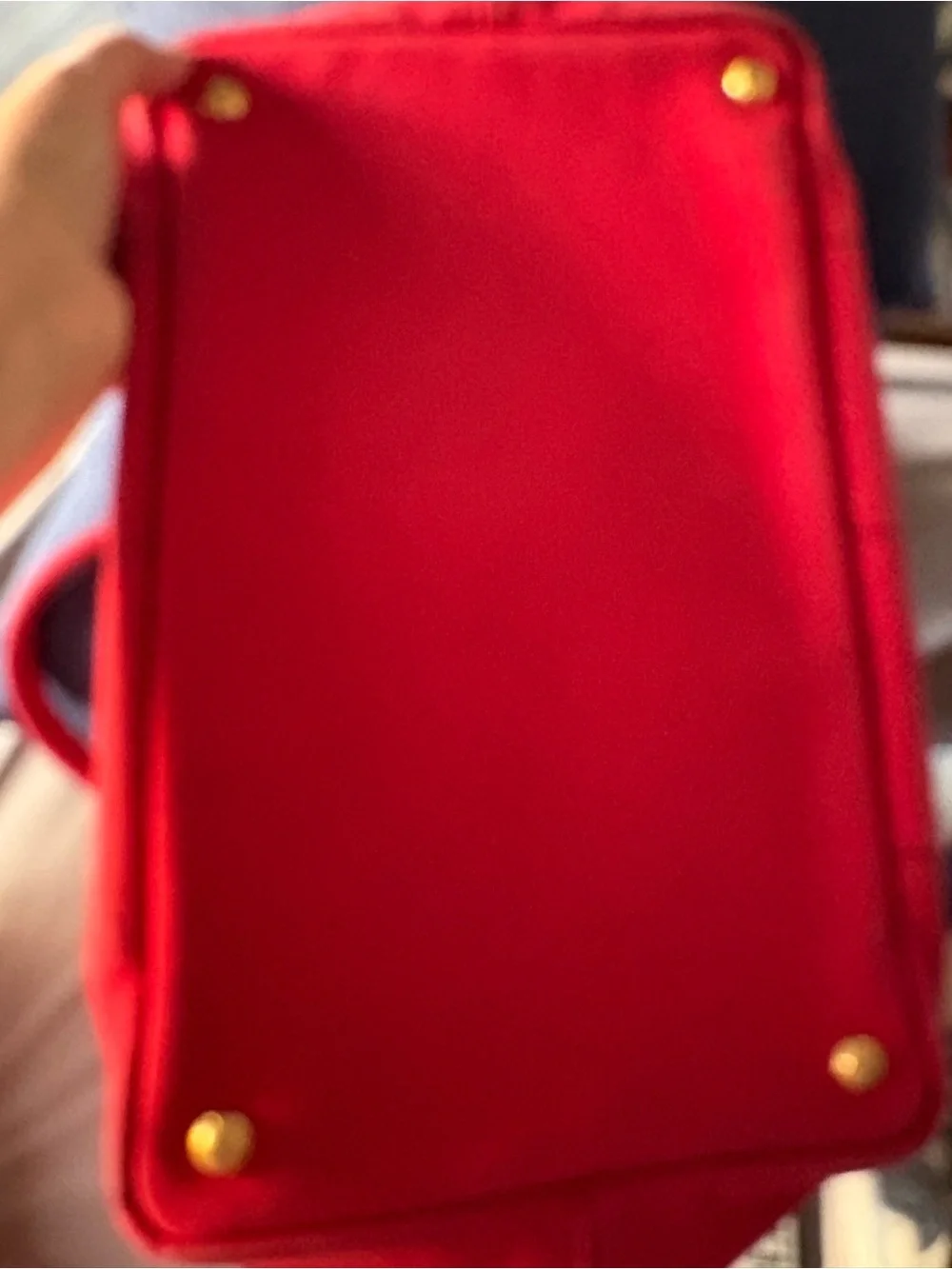 Authentic PRADA Canapa Small Canvas Tote Bag Rosso Red B2439G w/ Auth Card